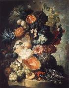 Jan van Os Fruit,Flwers and a Fish Spain oil painting reproduction